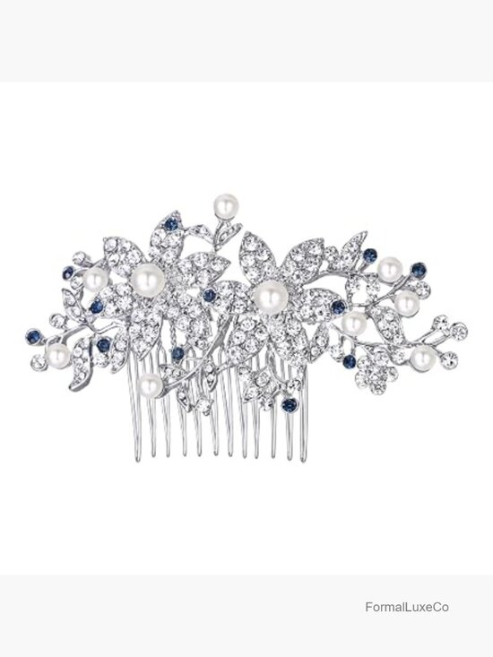 Austrian Crystal Simulated Pearl Vintage Hair Comb for Weddings Prom main image 5